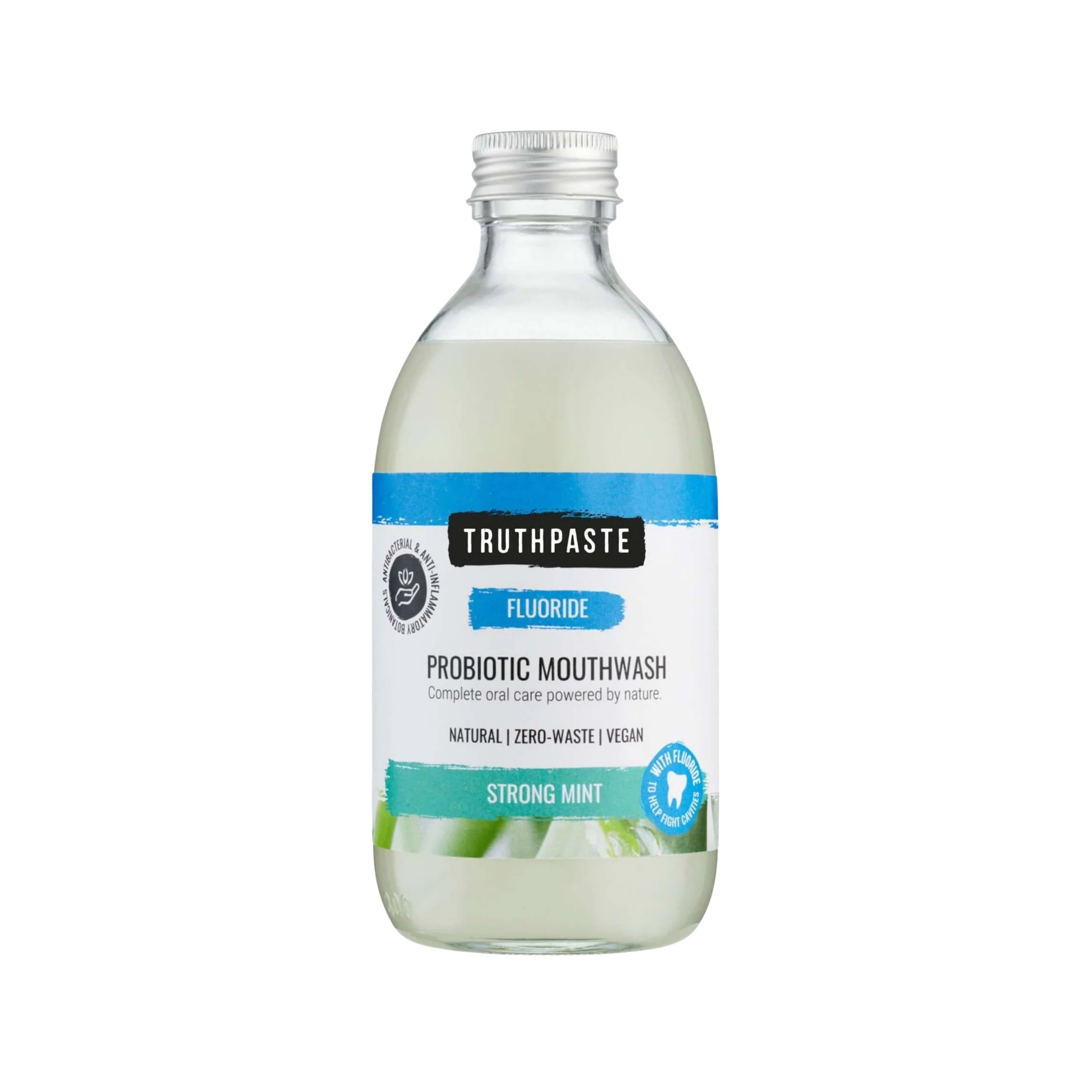 Truthpaste Strong Mint Probiotic Mouthwash mit Fluoride - Mundwasser 300ml